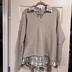 Foxcroft Gray V-Neck Sweater